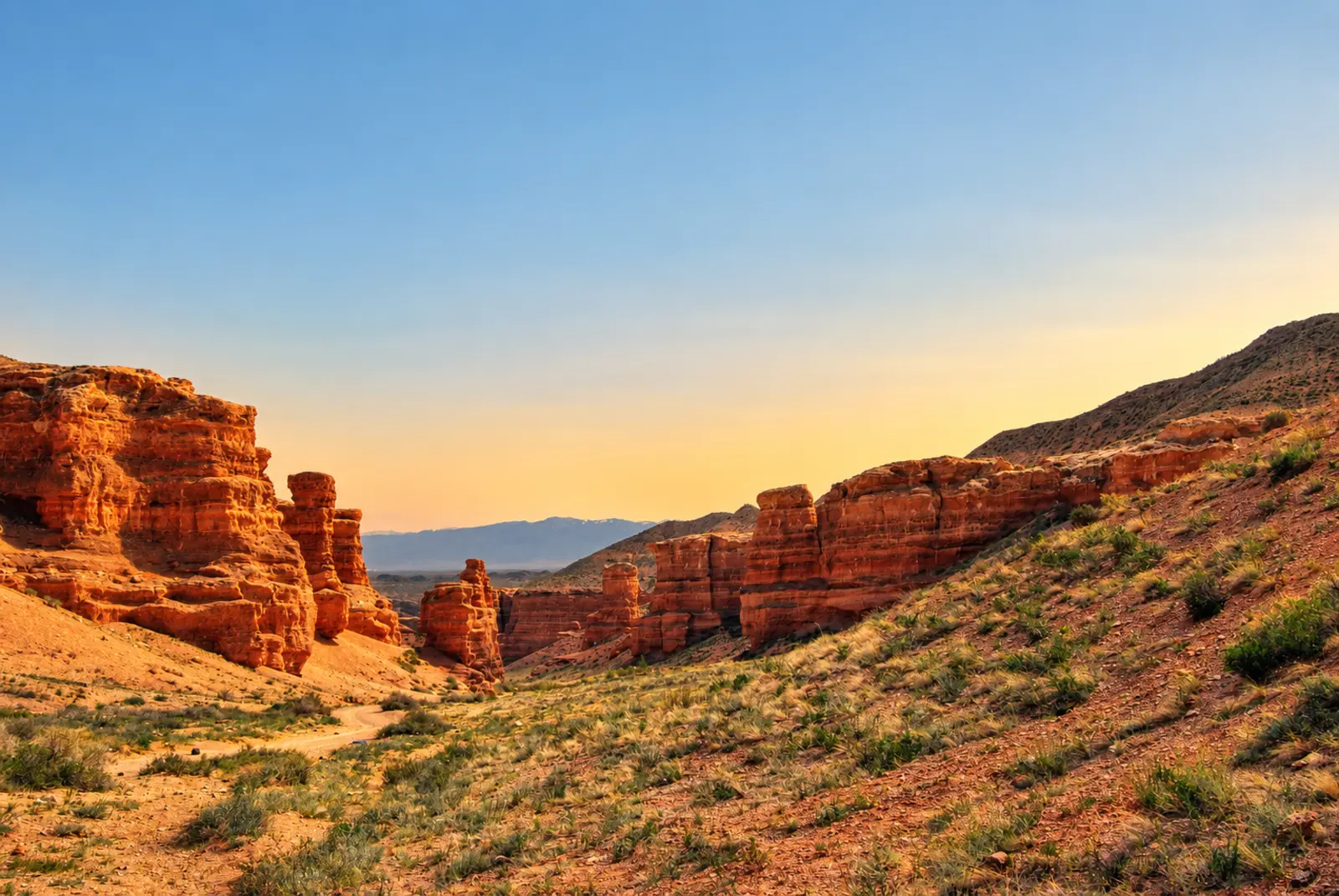 Sandstone formations in Charyn Canyon, Kazakhstan